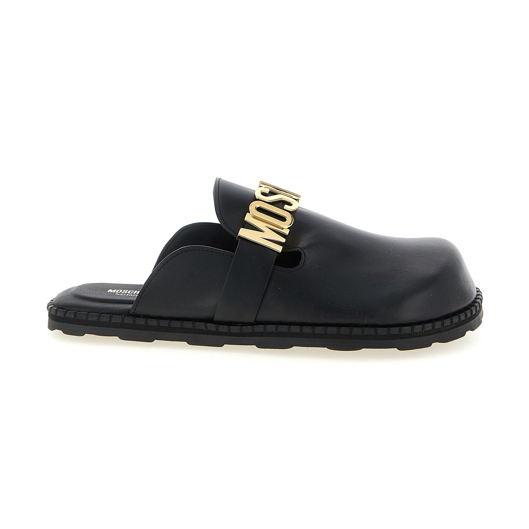 Moschino Black Calfskin Clogs