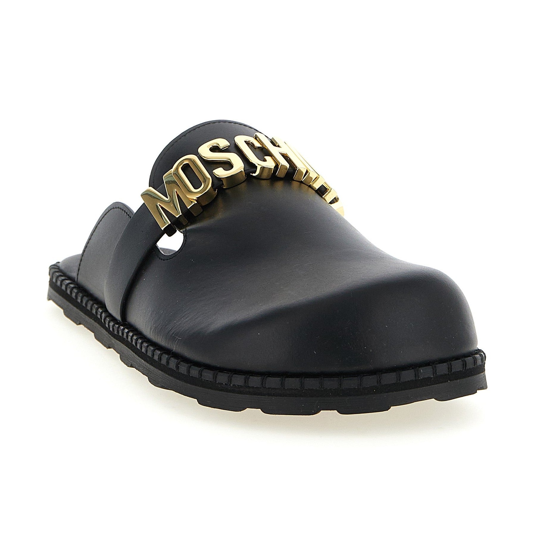 Moschino Black Calfskin Clogs