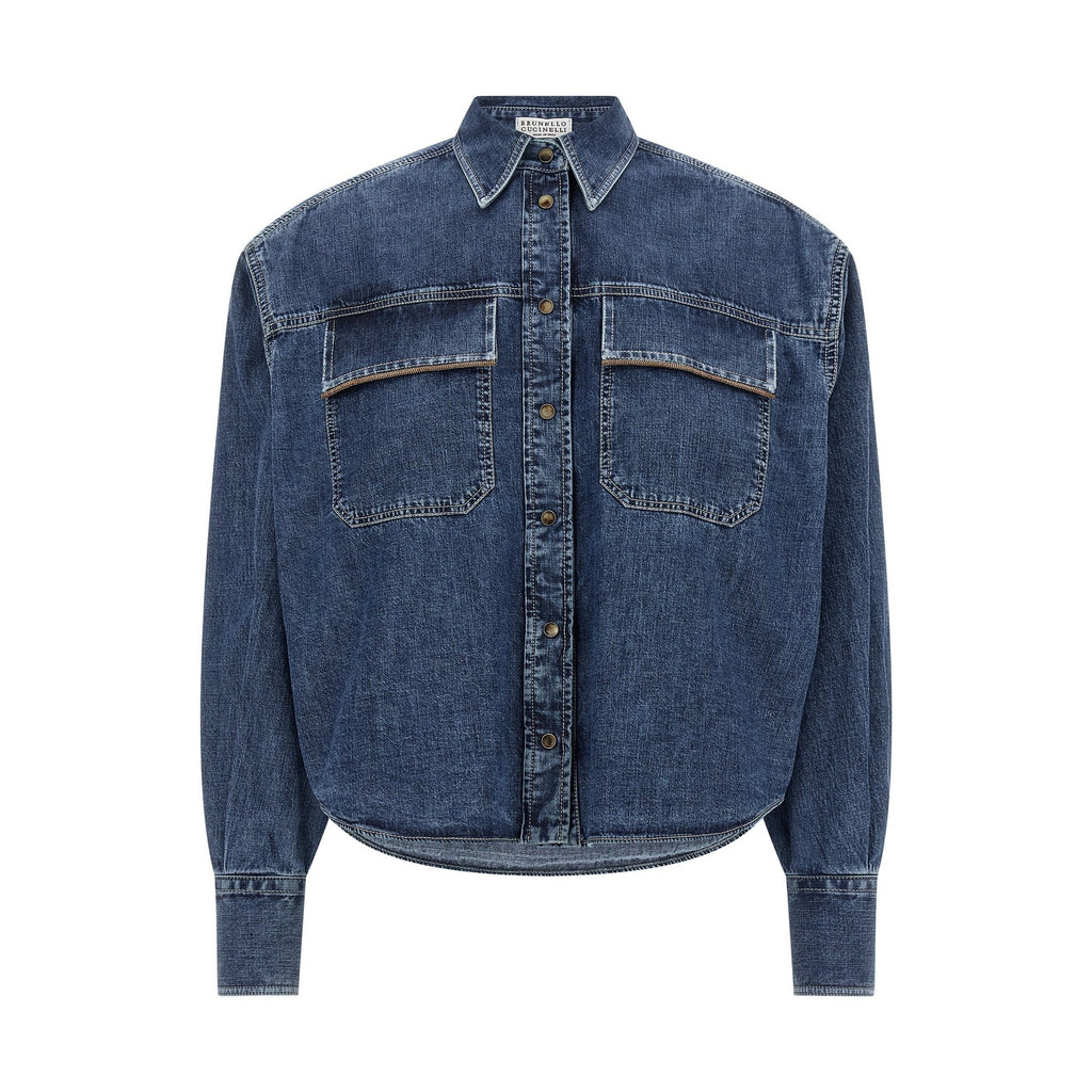 Brunello Cucinelli Blue Cotton Blouse