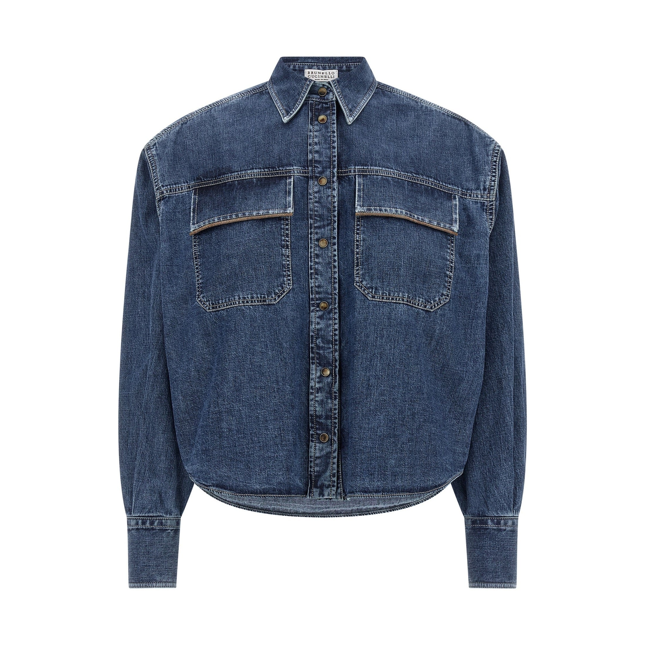 Brunello Cucinelli Blue Cotton Blouse
