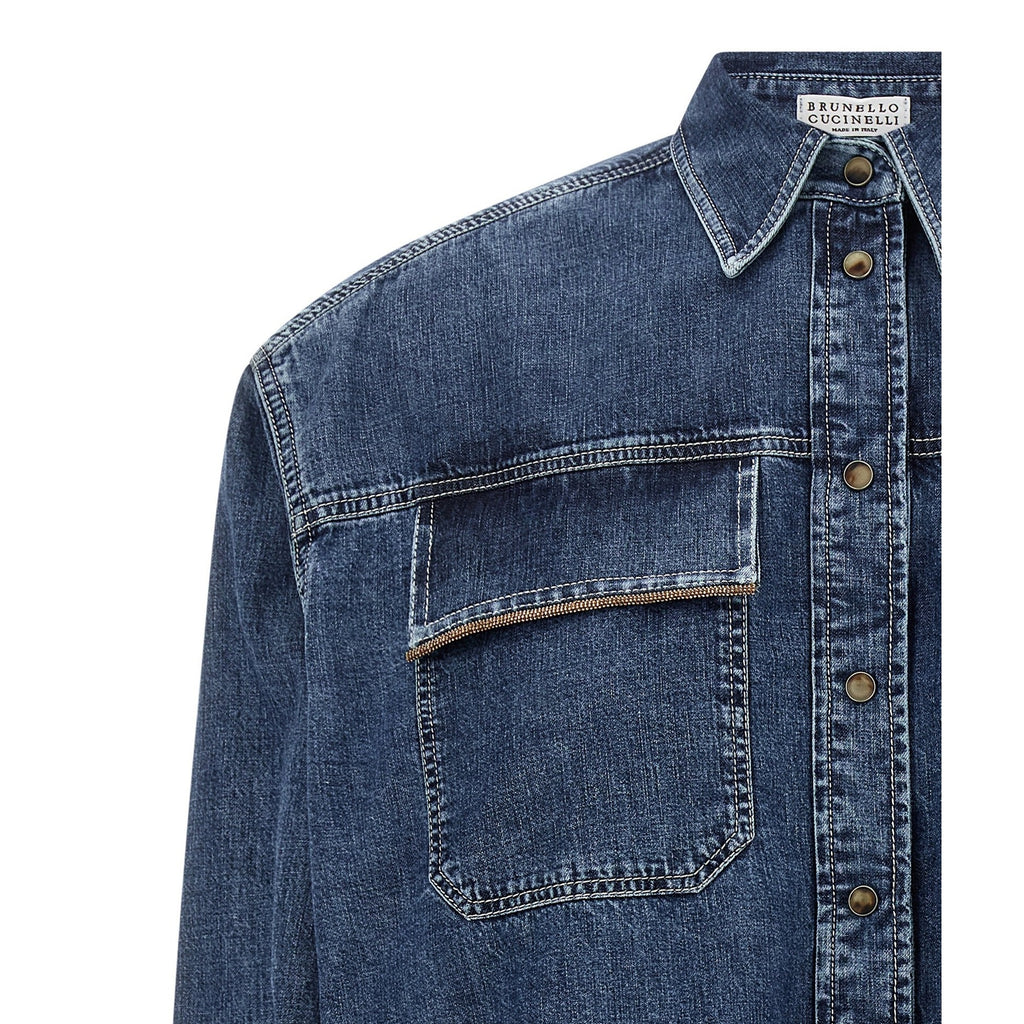Brunello Cucinelli Blue Cotton Blouse