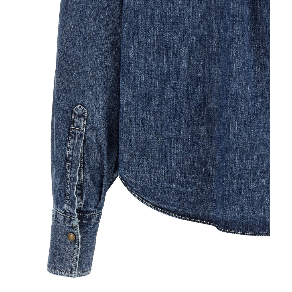 Brunello Cucinelli Blue Cotton Blouse