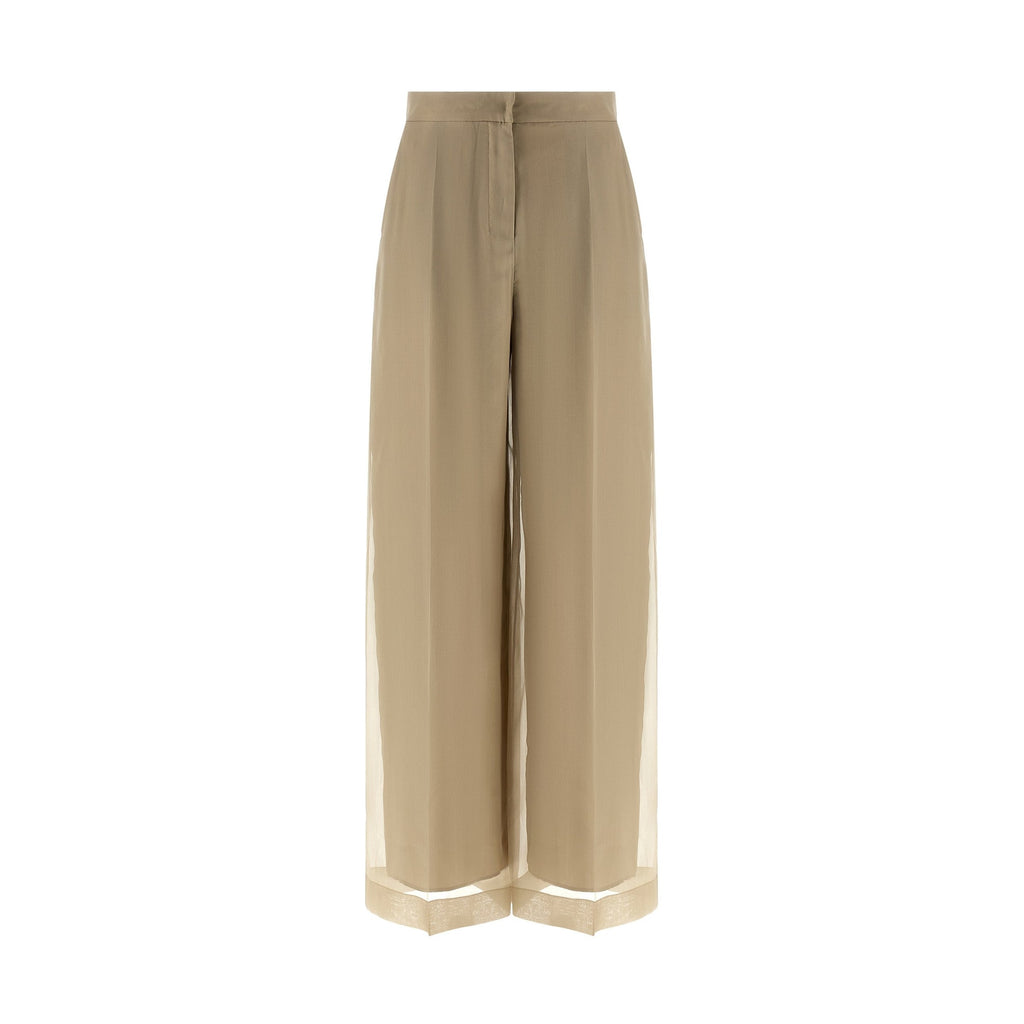 Max Mara Beige Silk Casual Pants
