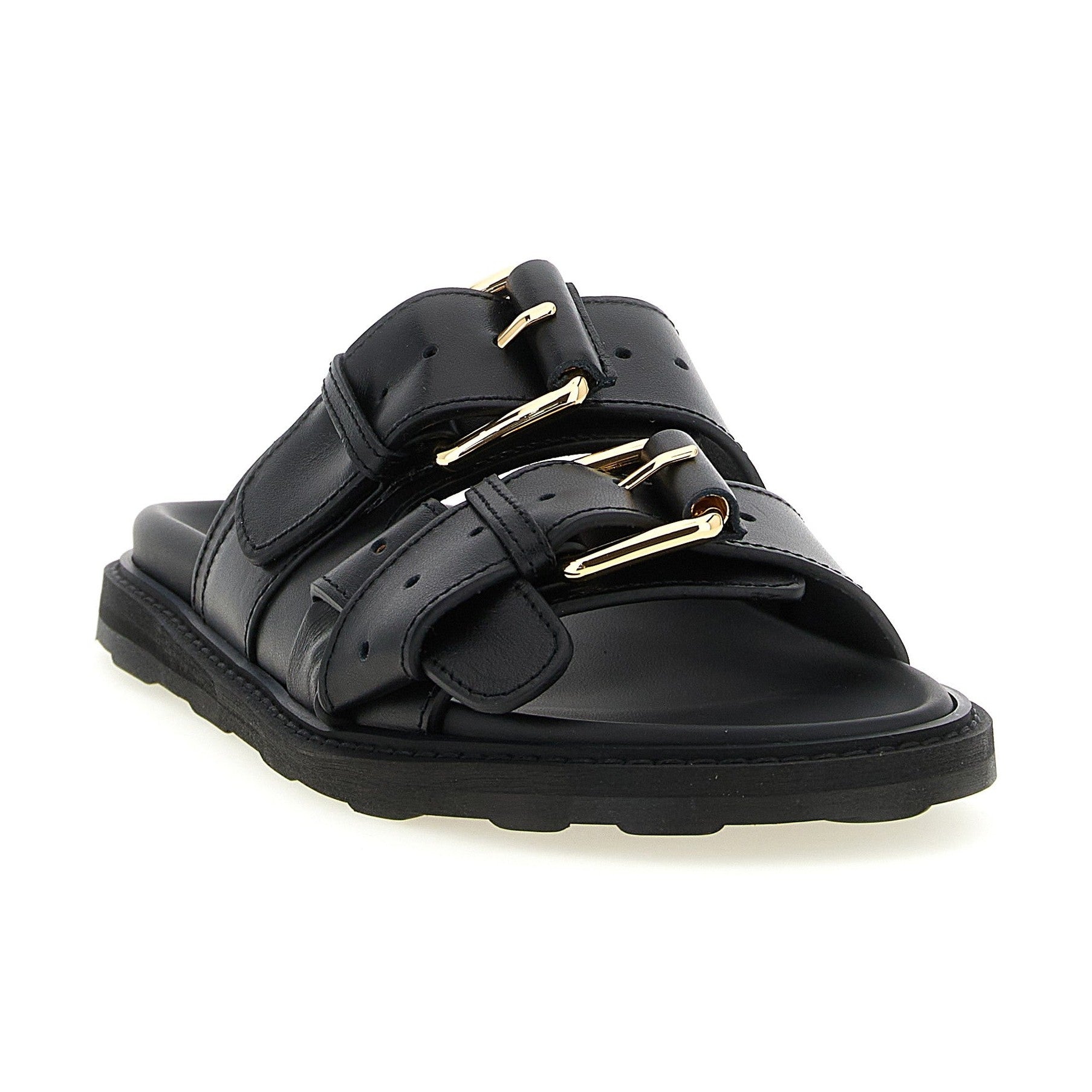 Moschino Black Calfskin Slides