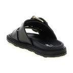 Moschino Black Calfskin Slides