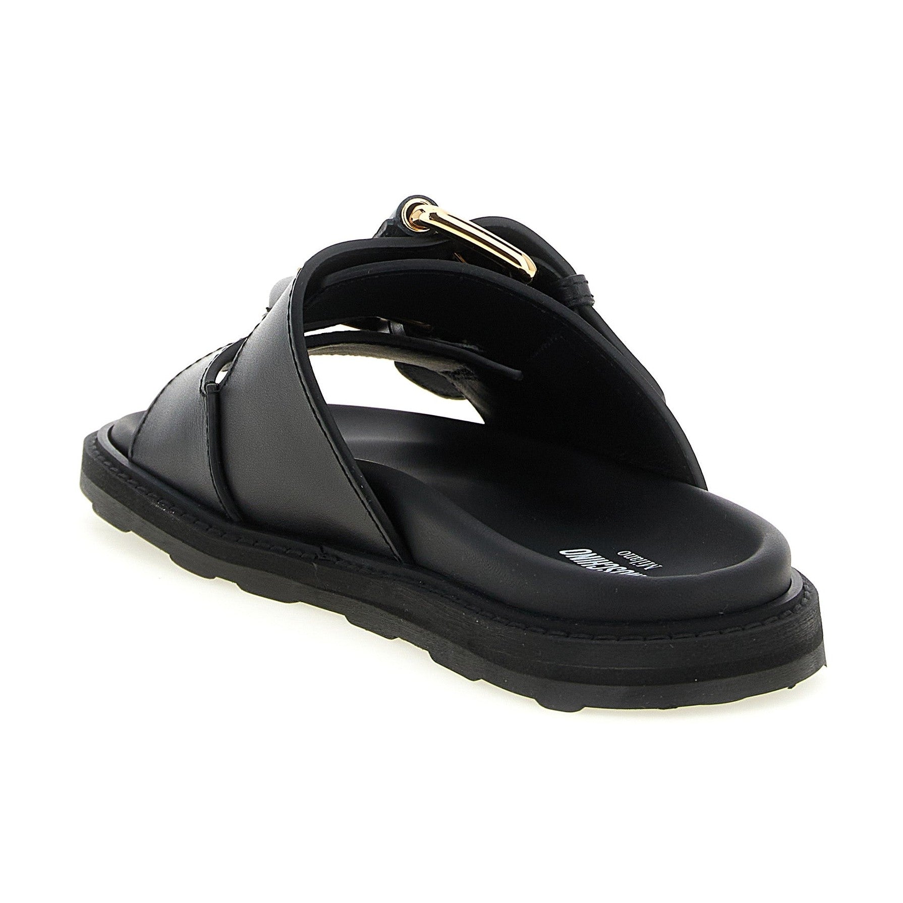 Moschino Black Calfskin Slides