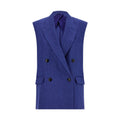Max Mara Blue Linen Sleeveless Jacket