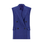 Max Mara Blue Linen Sleeveless Jacket
