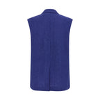 Max Mara Blue Linen Sleeveless Jacket