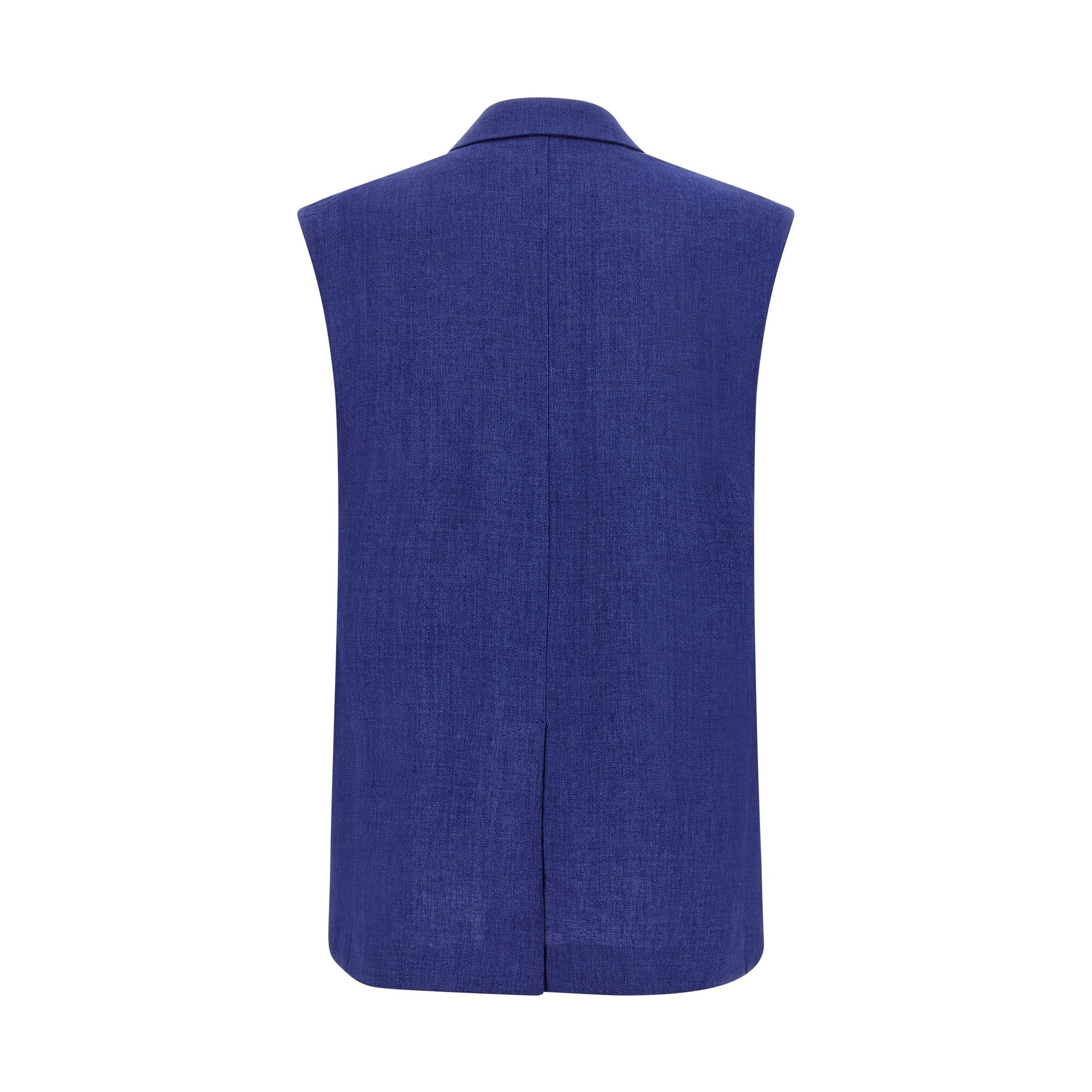 Max Mara Blue Linen Sleeveless Jacket