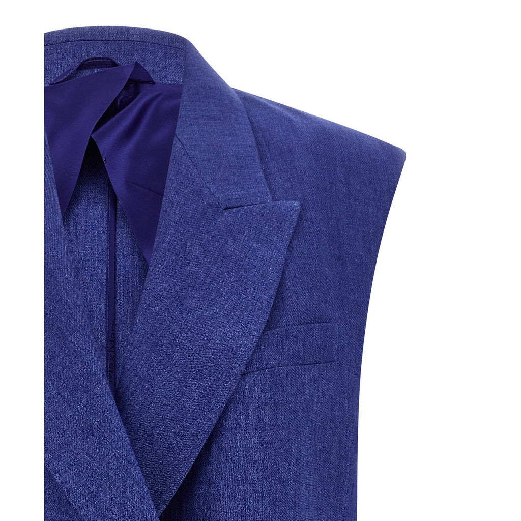 Max Mara Blue Linen Sleeveless Jacket