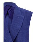 Max Mara Blue Linen Sleeveless Jacket