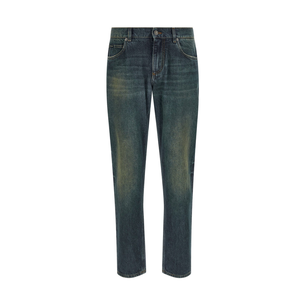 Dolce & Gabbana Blue Cotton Straight-Leg Jeans