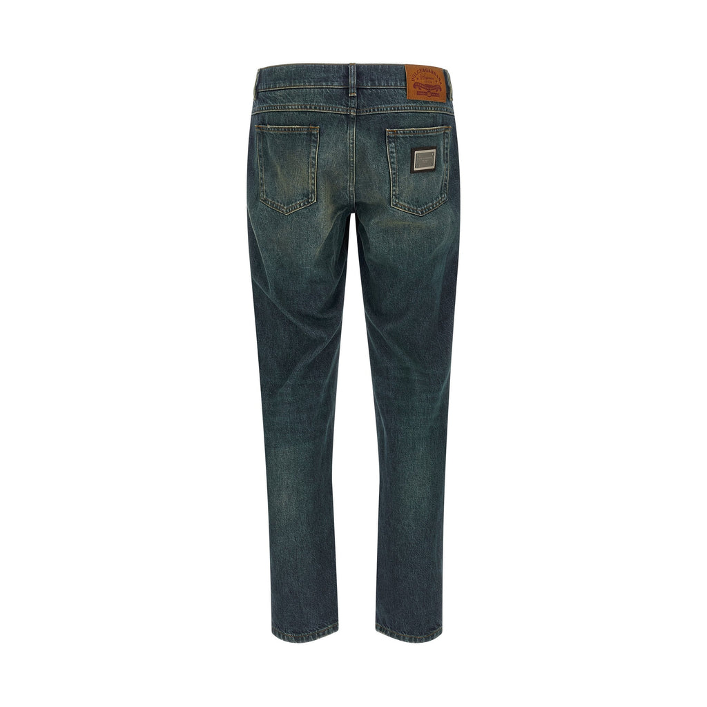 Dolce & Gabbana Blue Cotton Straight-Leg Jeans