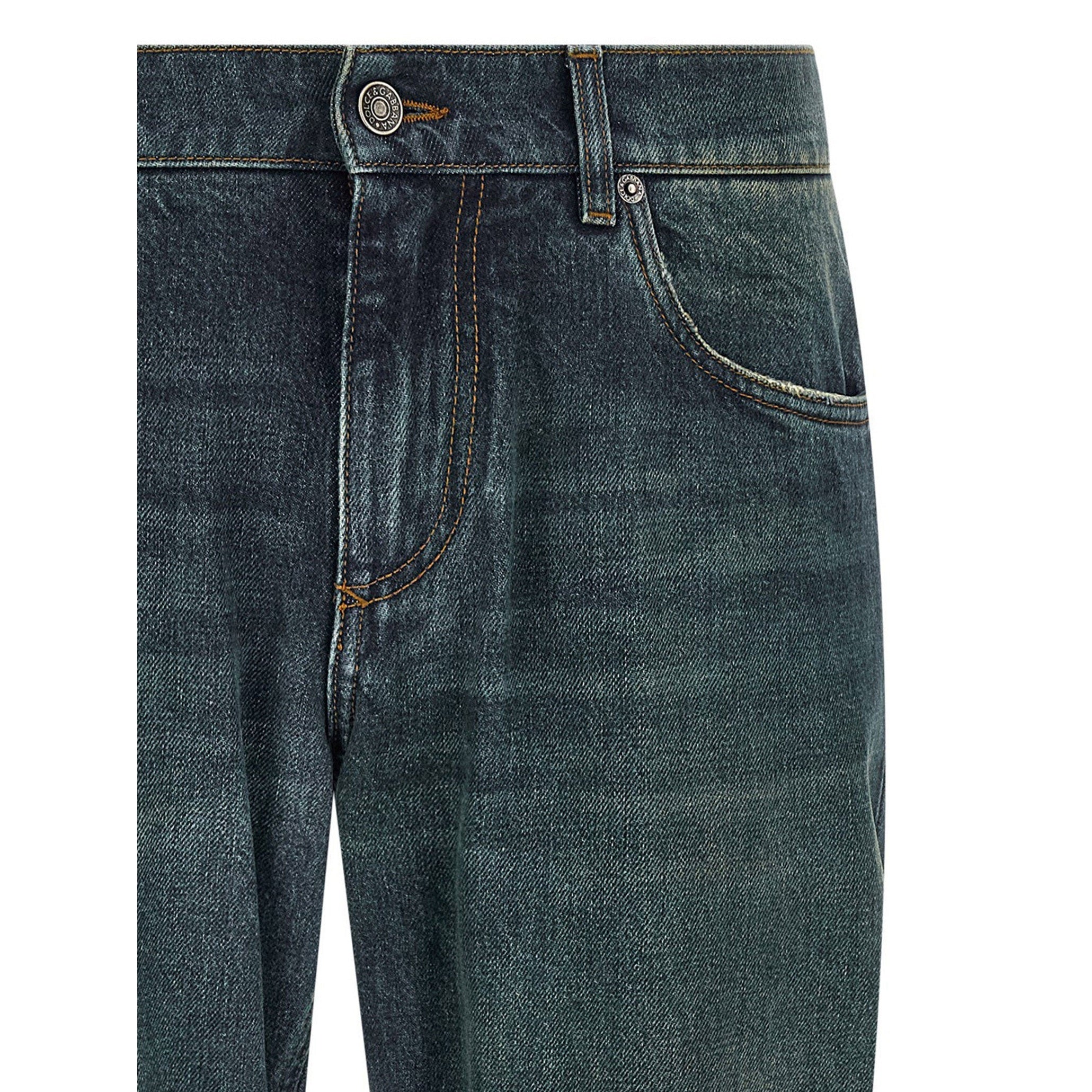 Dolce & Gabbana Blue Cotton Straight-Leg Jeans