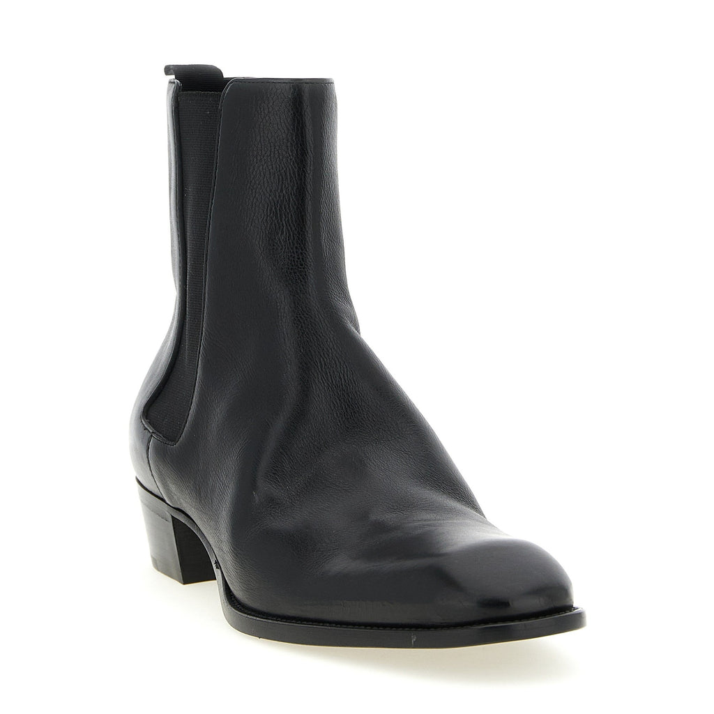 Saint Laurent Black Calfskin Chelsea Boots