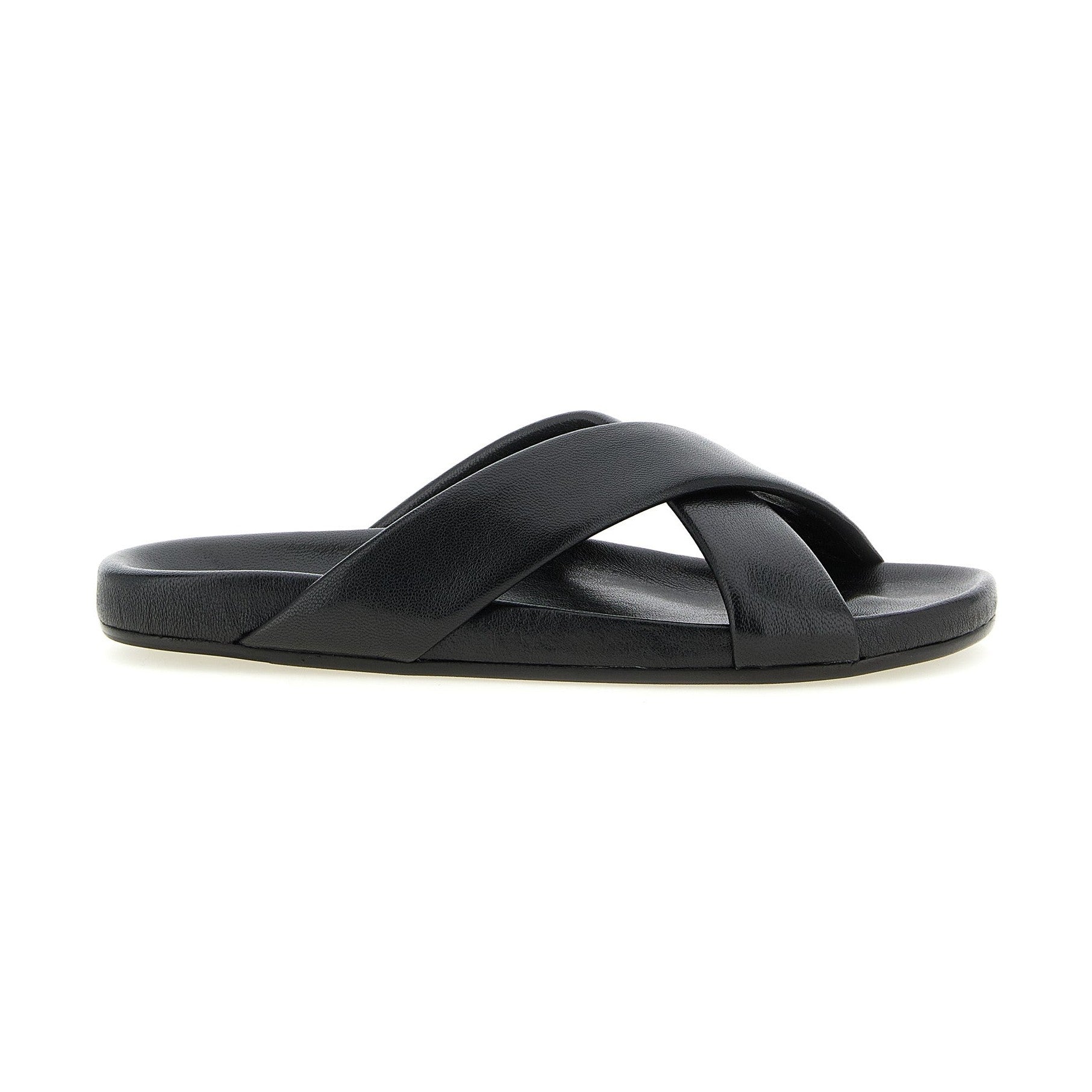 Saint Laurent Black Lamb Leather Slides