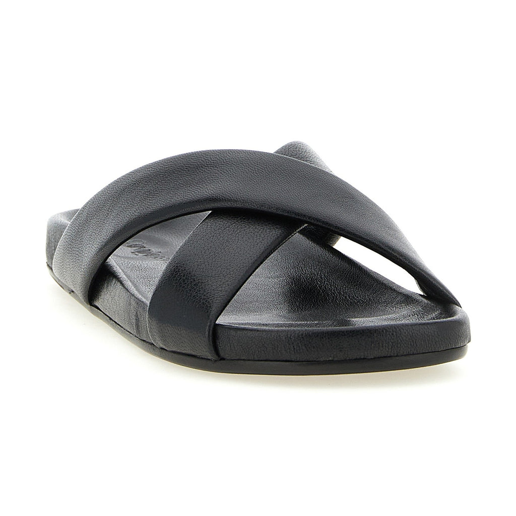 Saint Laurent Black Lamb Leather Slides