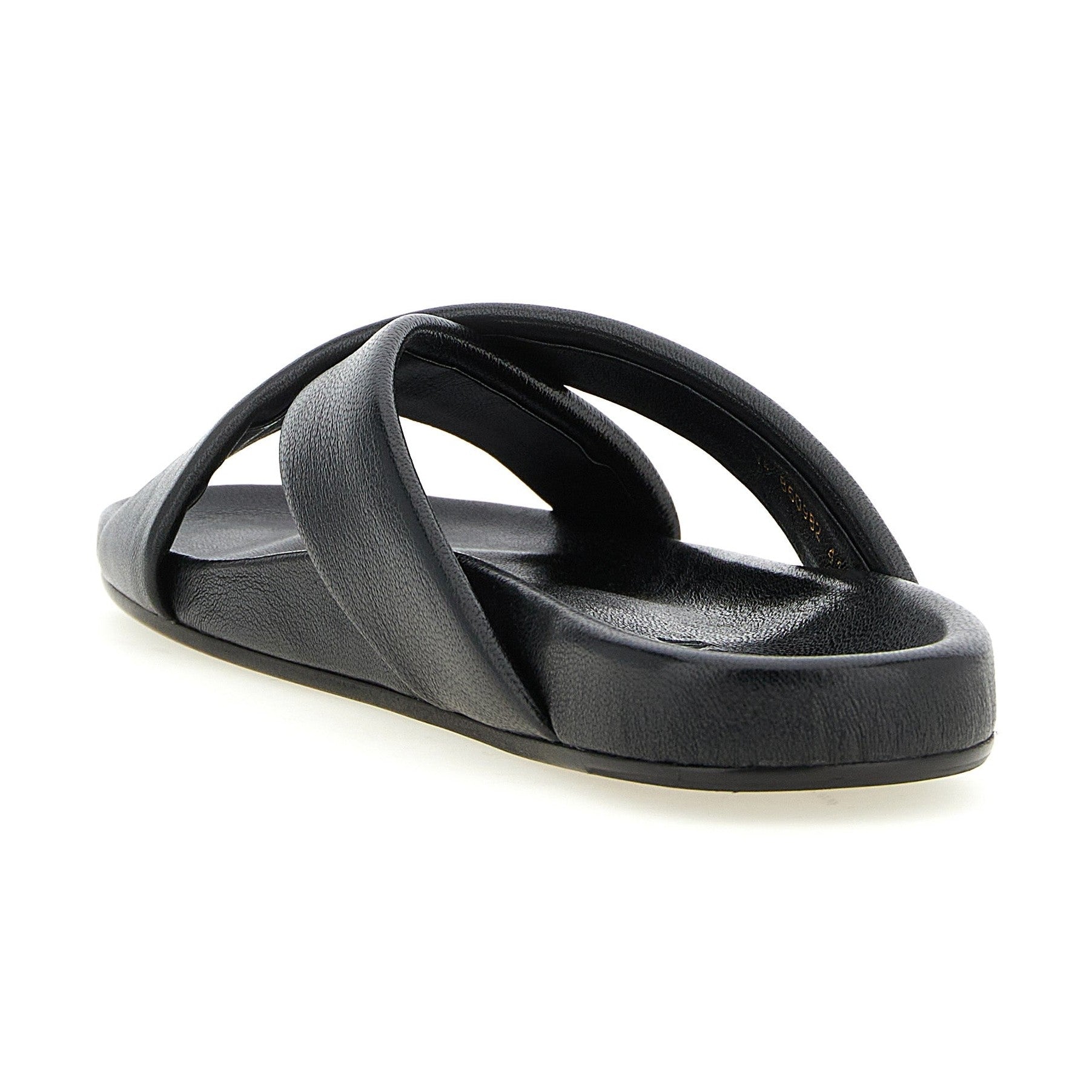 Saint Laurent Black Lamb Leather Slides