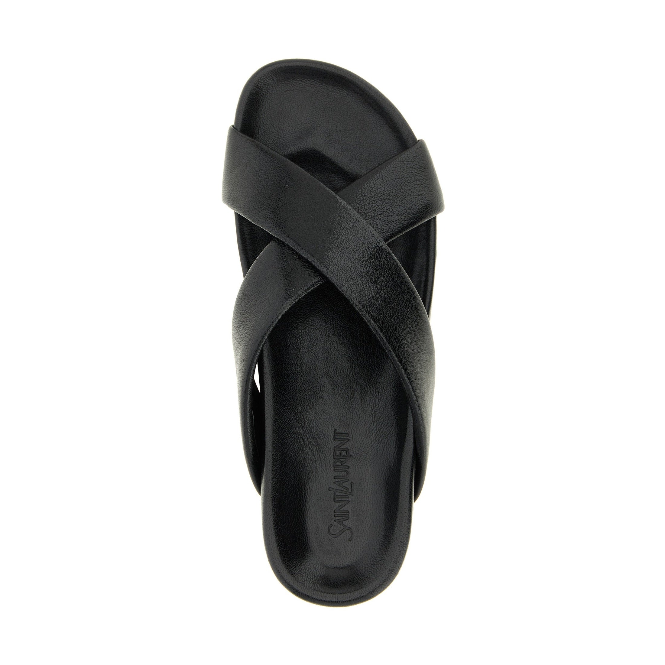 Saint Laurent Black Lamb Leather Slides