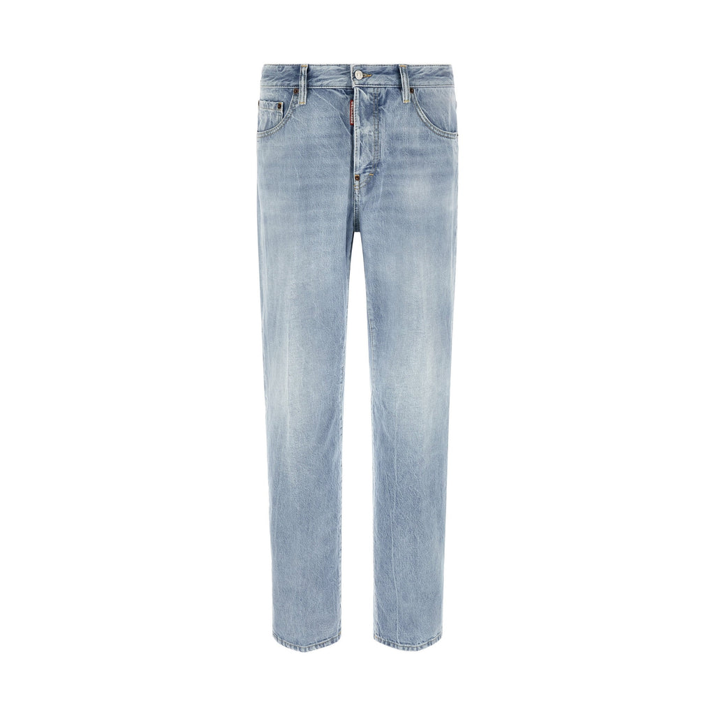 Dsquared² Blue Cotton Straight-Leg Jeans