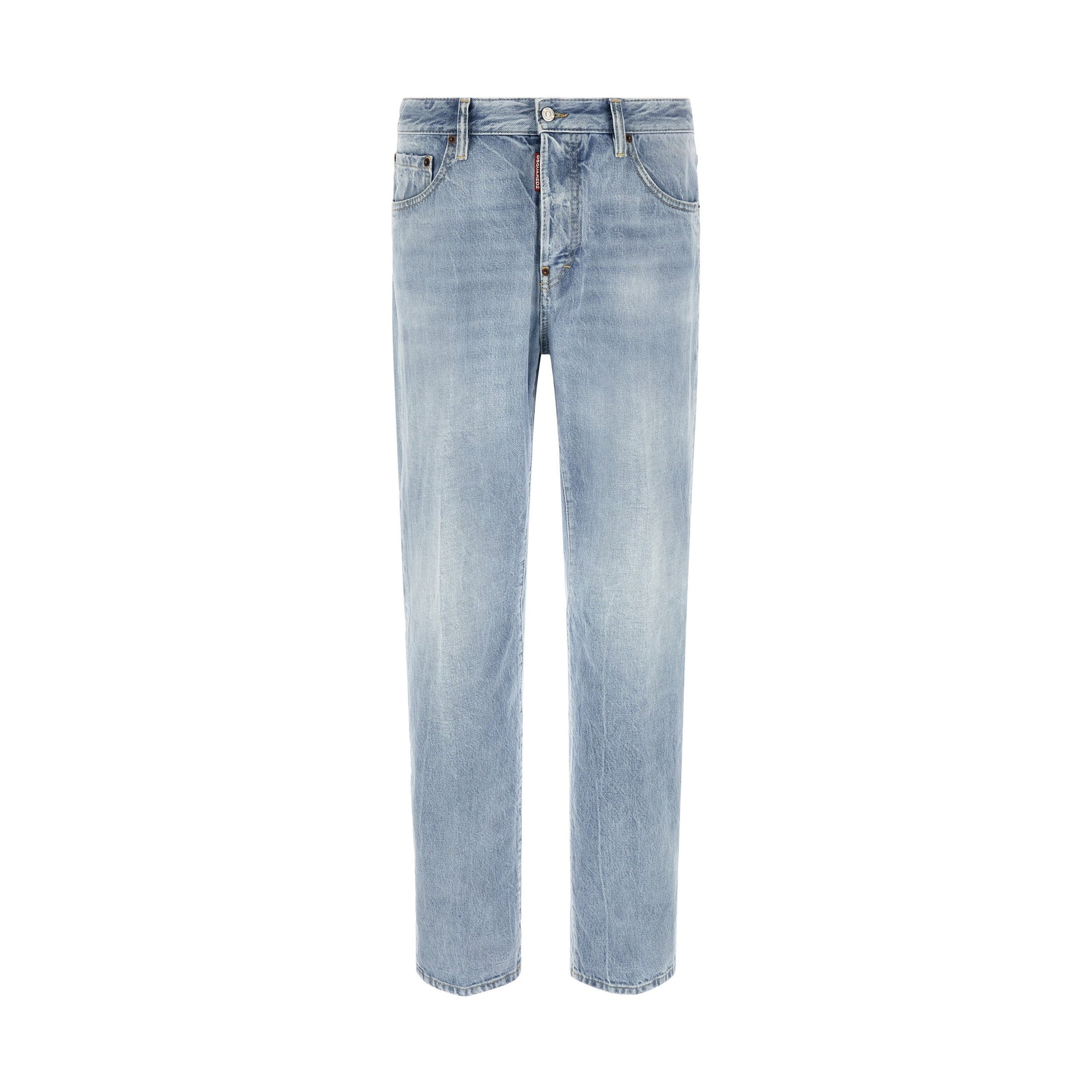 Dsquared² Blue Cotton Straight-Leg Jeans