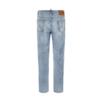 Dsquared² Blue Cotton Straight-Leg Jeans