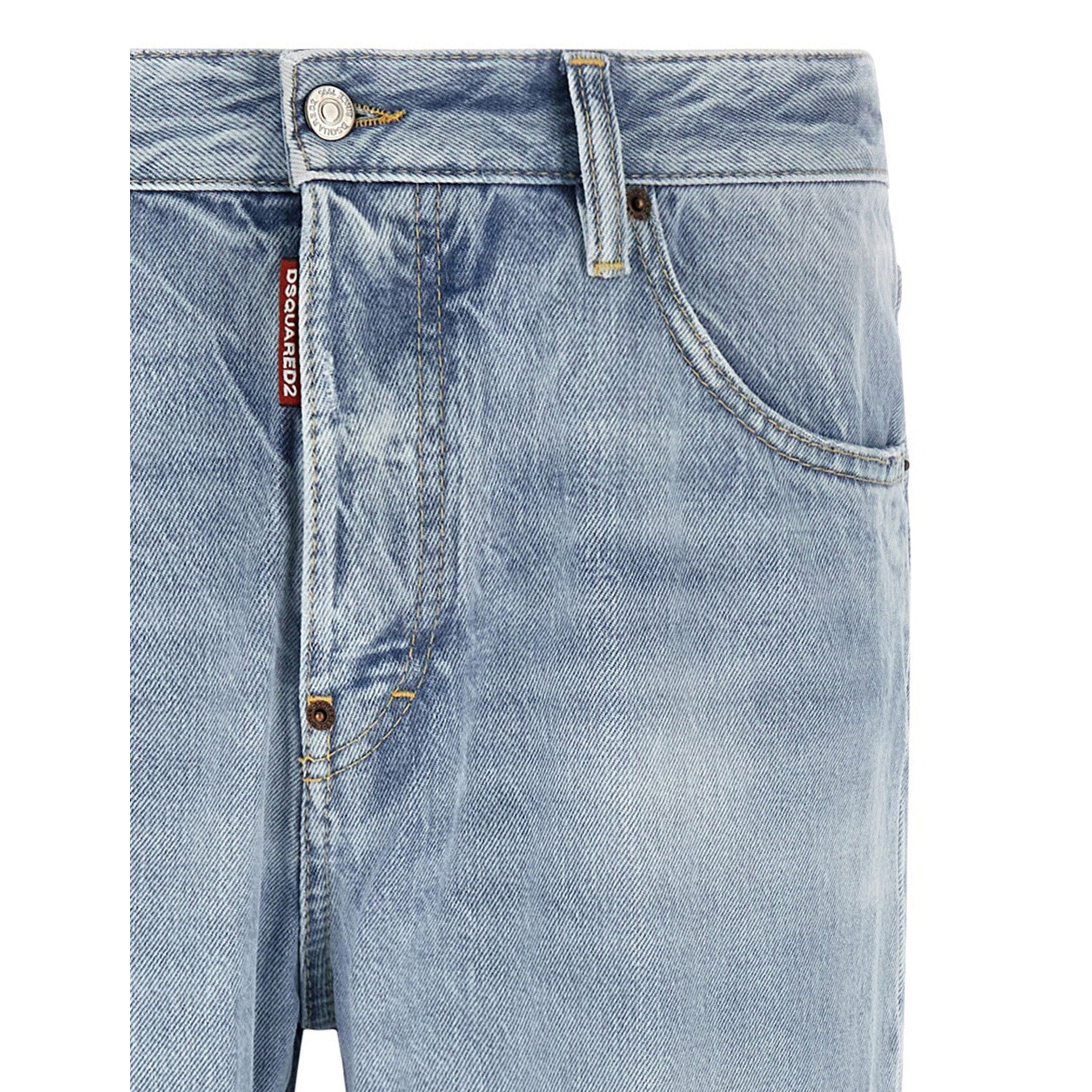 Dsquared² Blue Cotton Straight-Leg Jeans