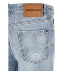 Dsquared² Blue Cotton Straight-Leg Jeans