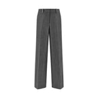 Peserico Gray Linen Casual Pants
