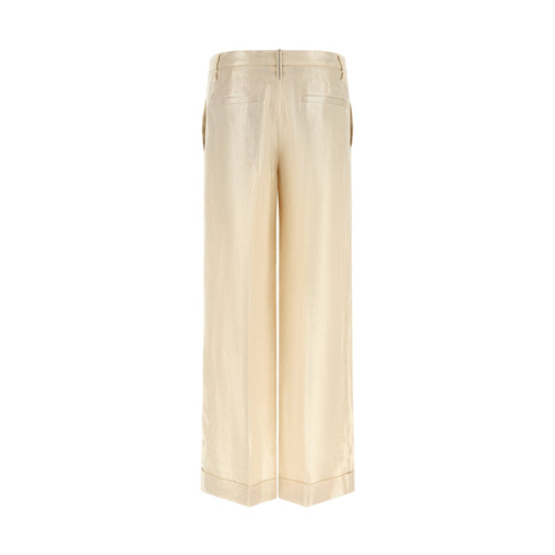 Brunello Cucinelli Gold Linen Casual Pants