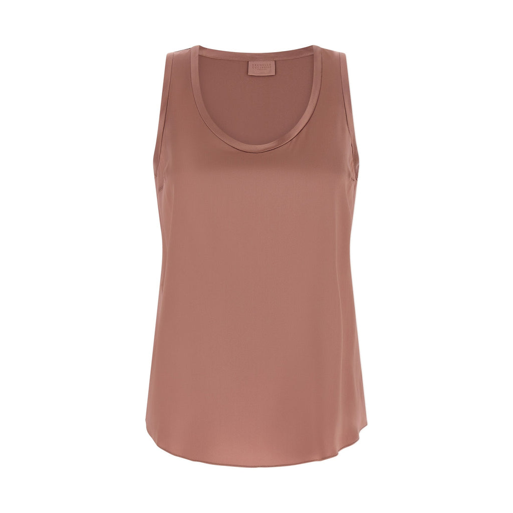 Brunello Cucinelli Multicolor Silk Sleeveles T-Shirt