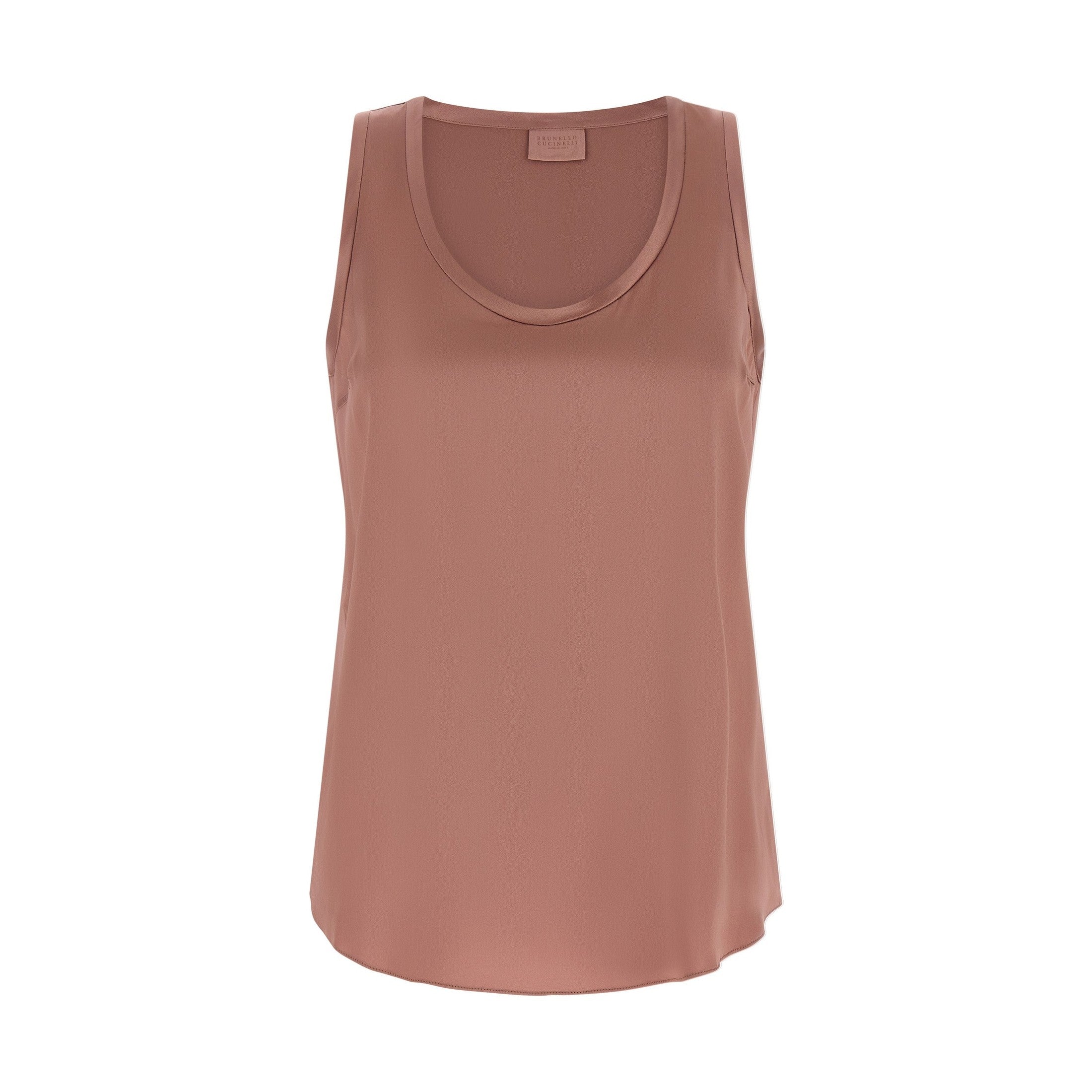 Brunello Cucinelli Multicolor Silk Sleeveles T-Shirt