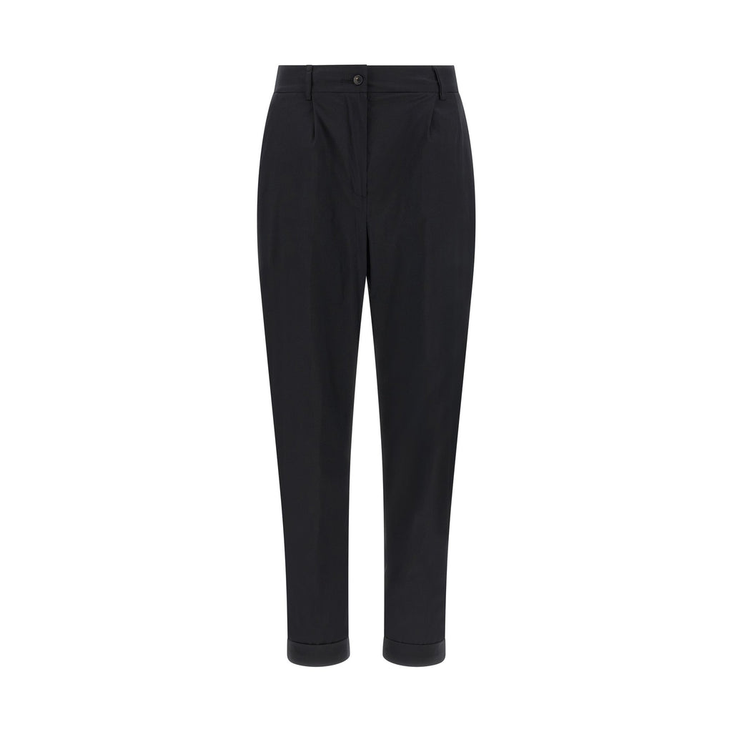 Kiton Black Cotton Casual Pants