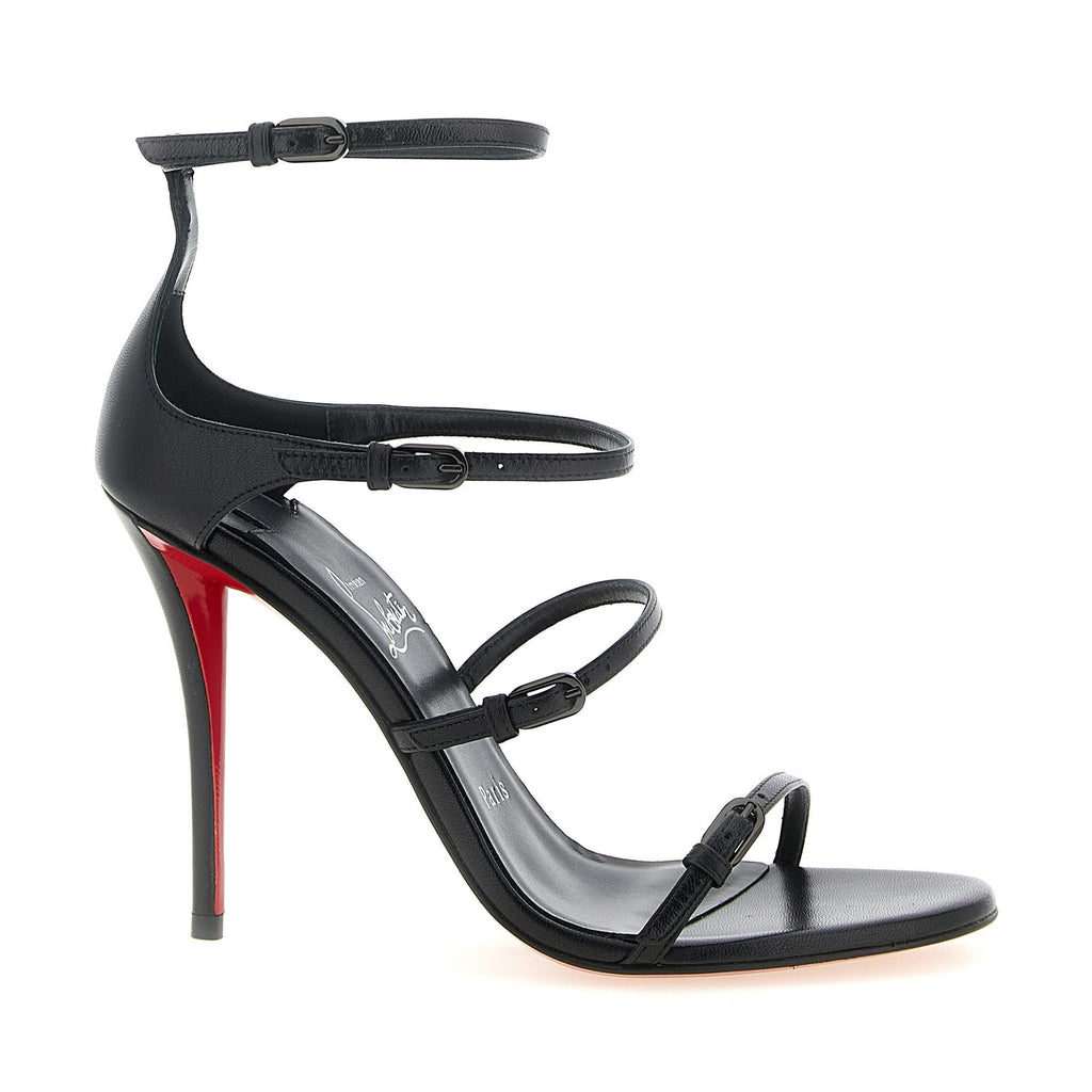 Christian Louboutin Black Goatskin Stiletto Heel Sandals