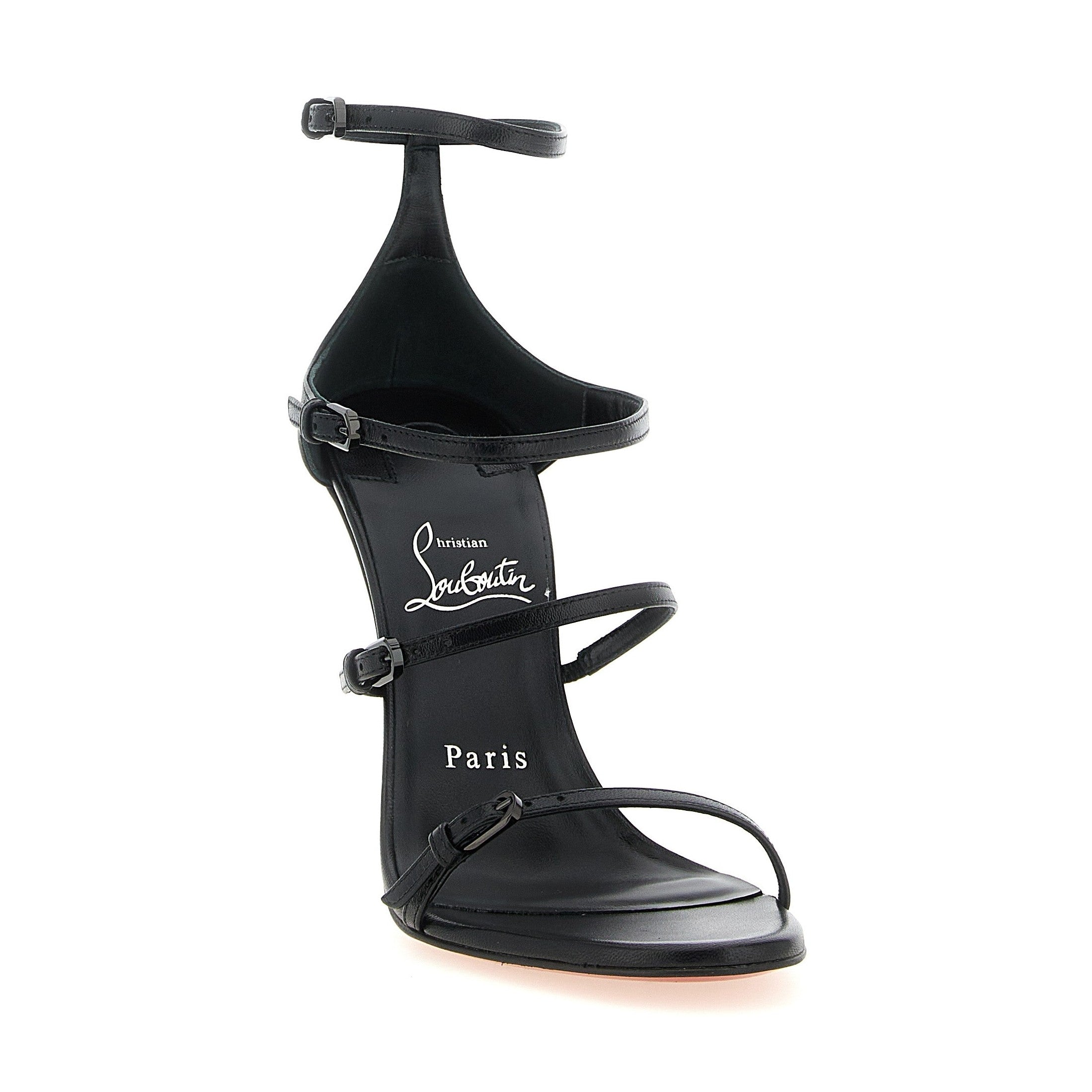 Christian Louboutin Black Goatskin Stiletto Heel Sandals