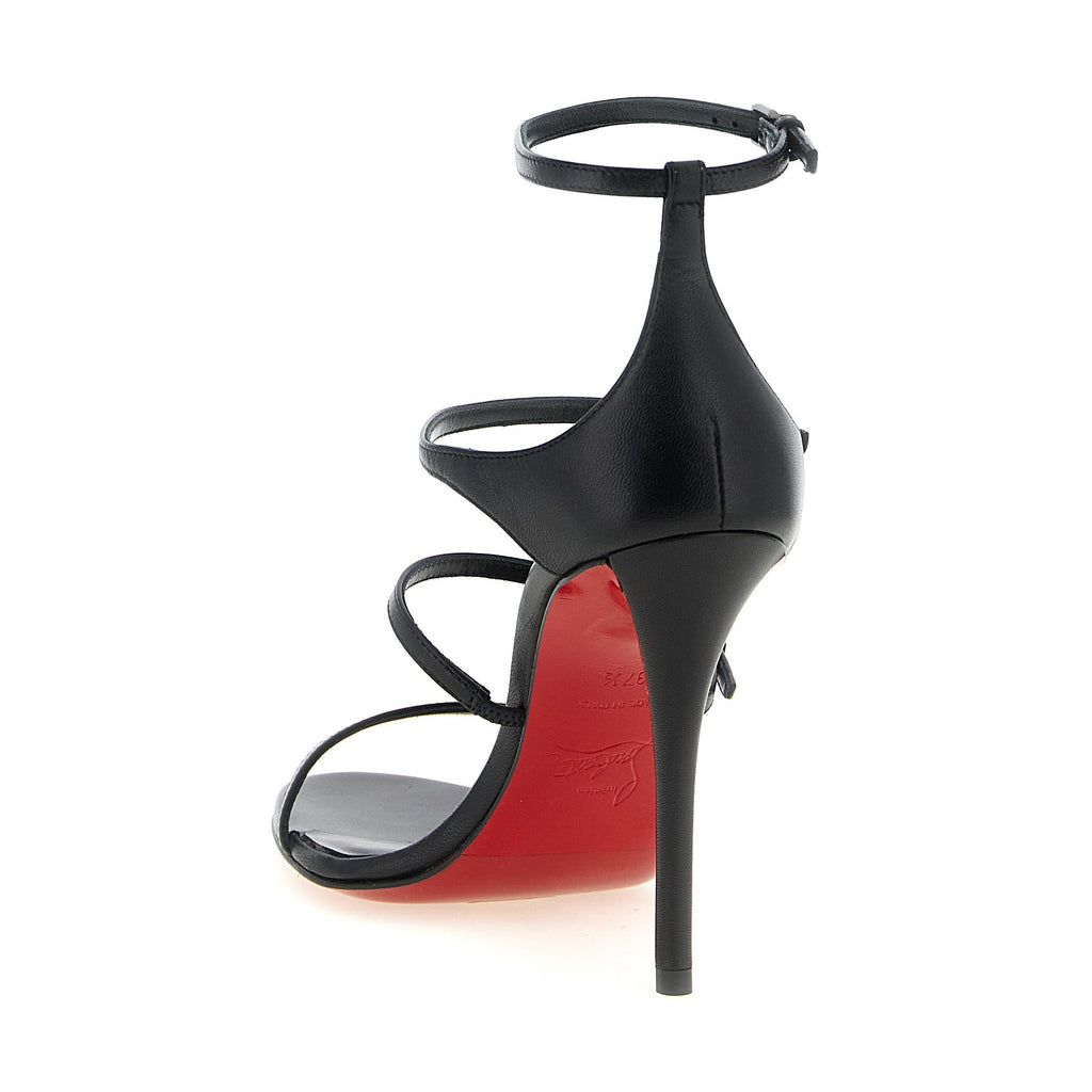 Christian Louboutin Black Goatskin Stiletto Heel Sandals