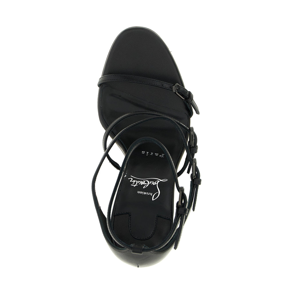 Christian Louboutin Black Goatskin Stiletto Heel Sandals
