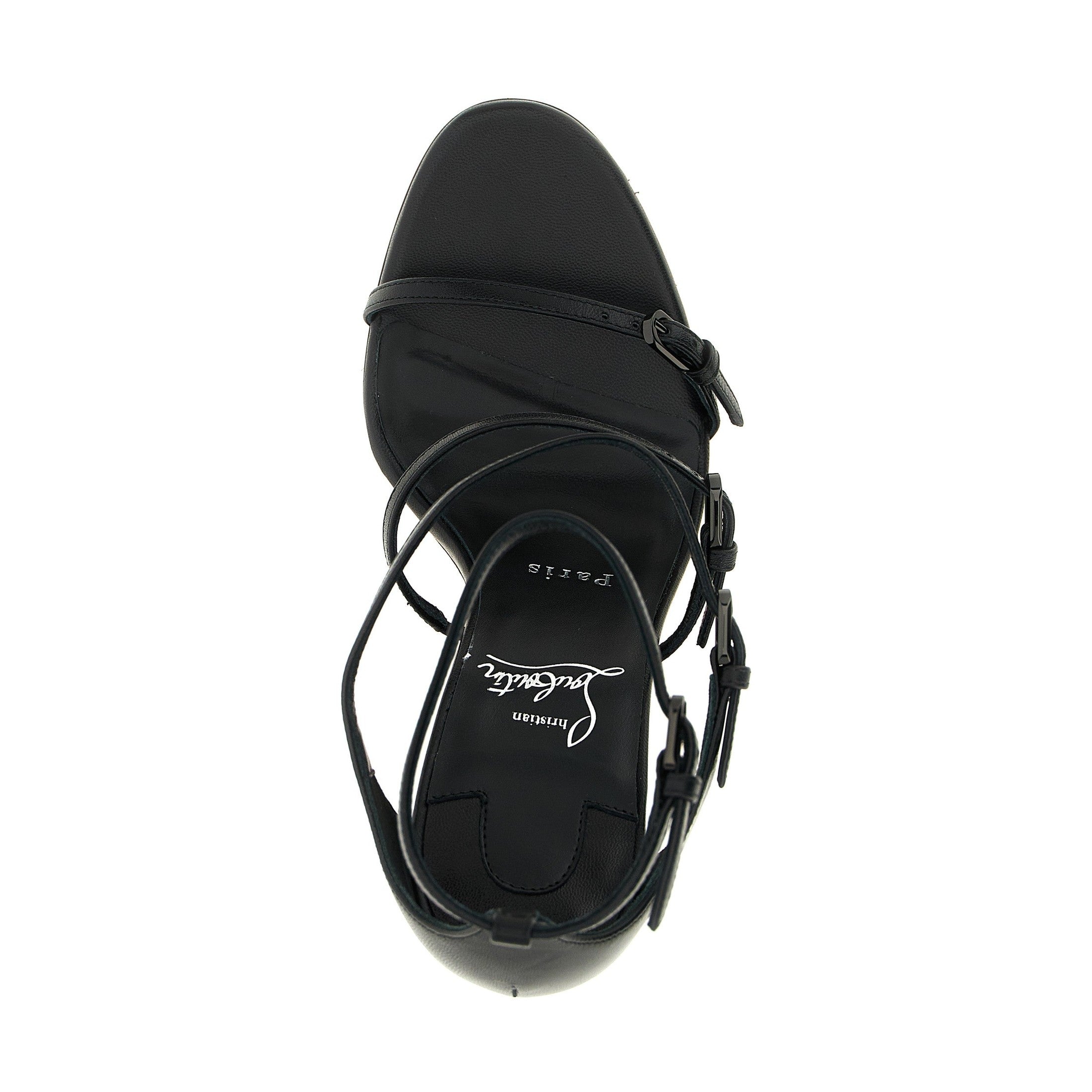 Christian Louboutin Black Goatskin Stiletto Heel Sandals