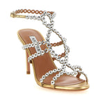 Aquazzura Gold Lamb Leather Stiletto Heel Sandals