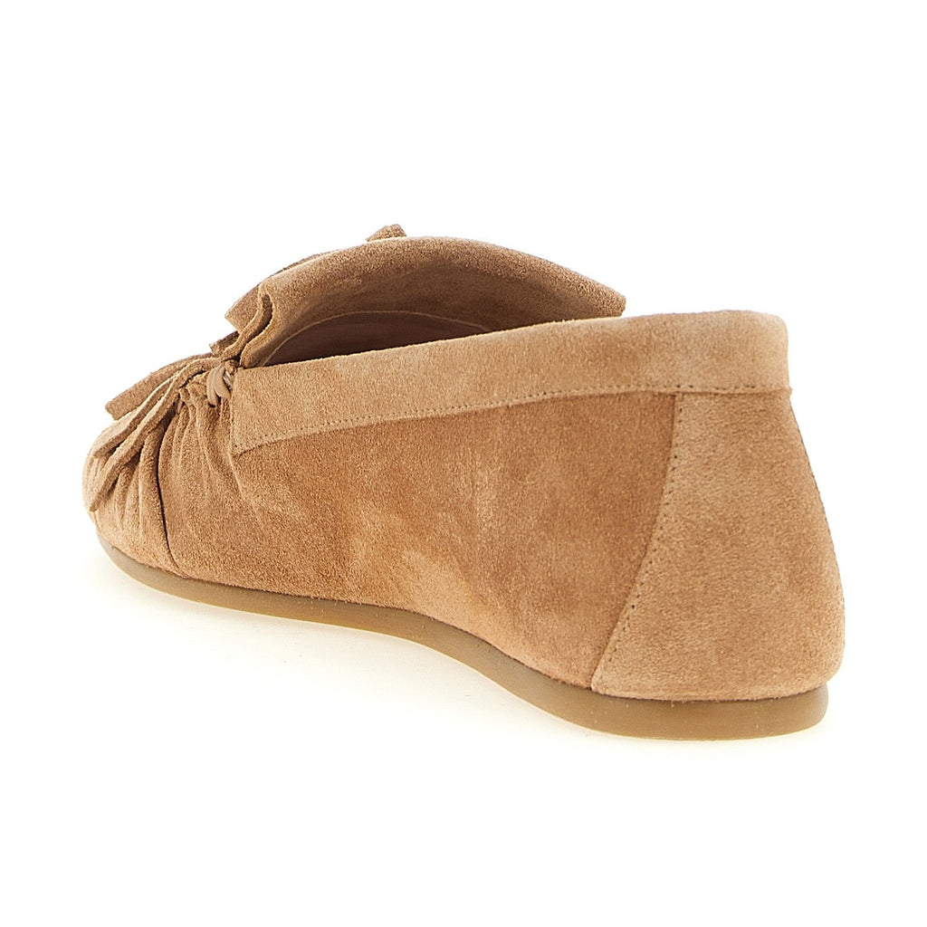 Stuart Weitzman Brown Calfskin Slip-On Loafers