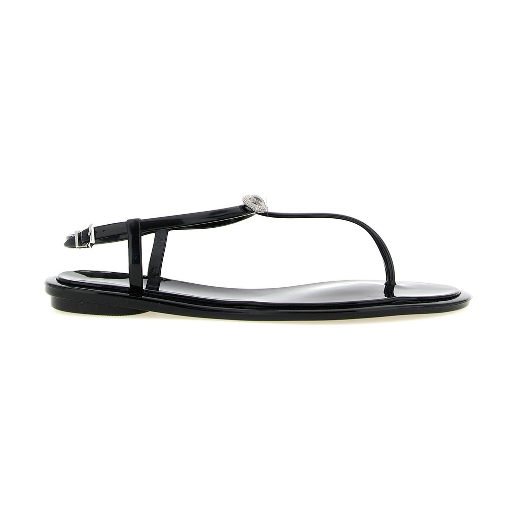 MACH & MACH Black Pvc Flat Sandals