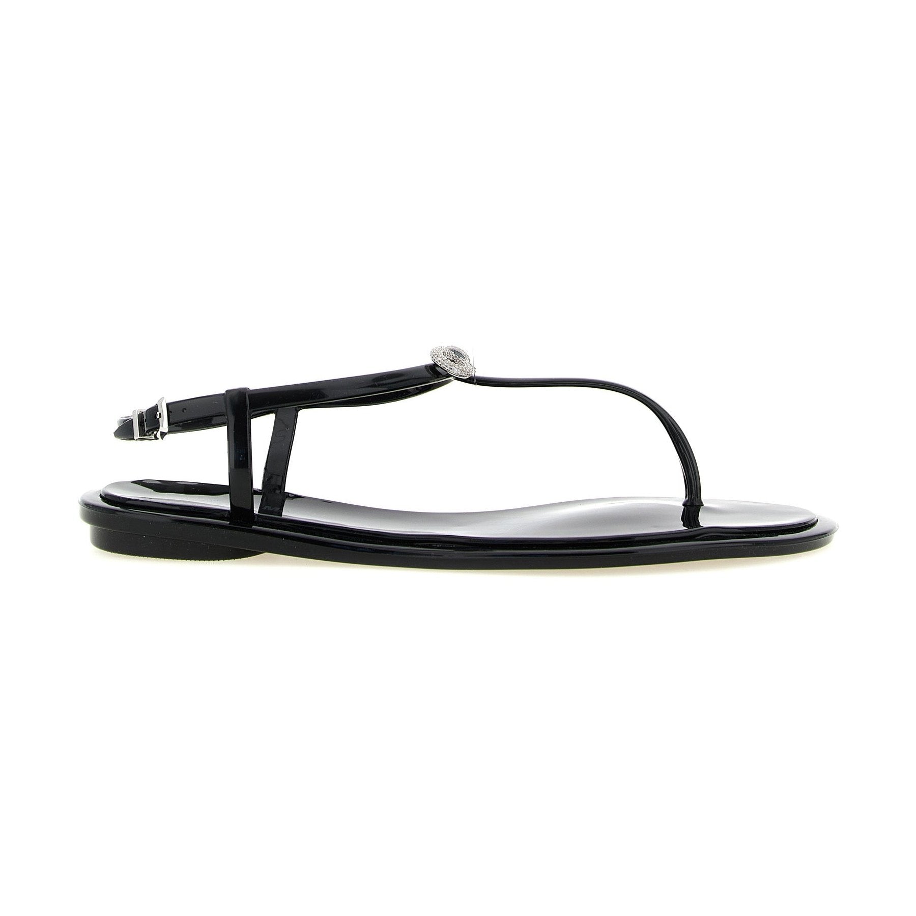MACH & MACH Black Pvc Flat Sandals