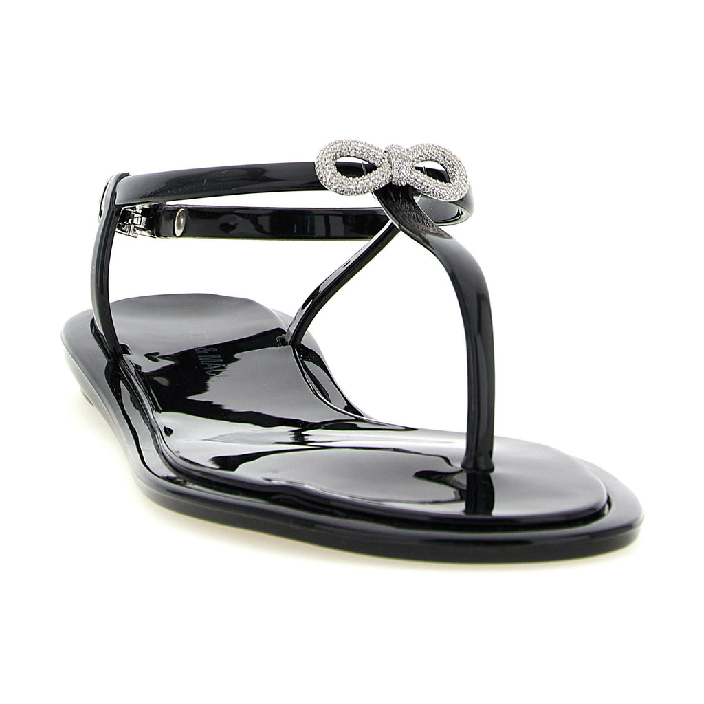 MACH & MACH Black Pvc Flat Sandals