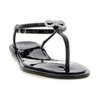 MACH & MACH Black Pvc Flat Sandals