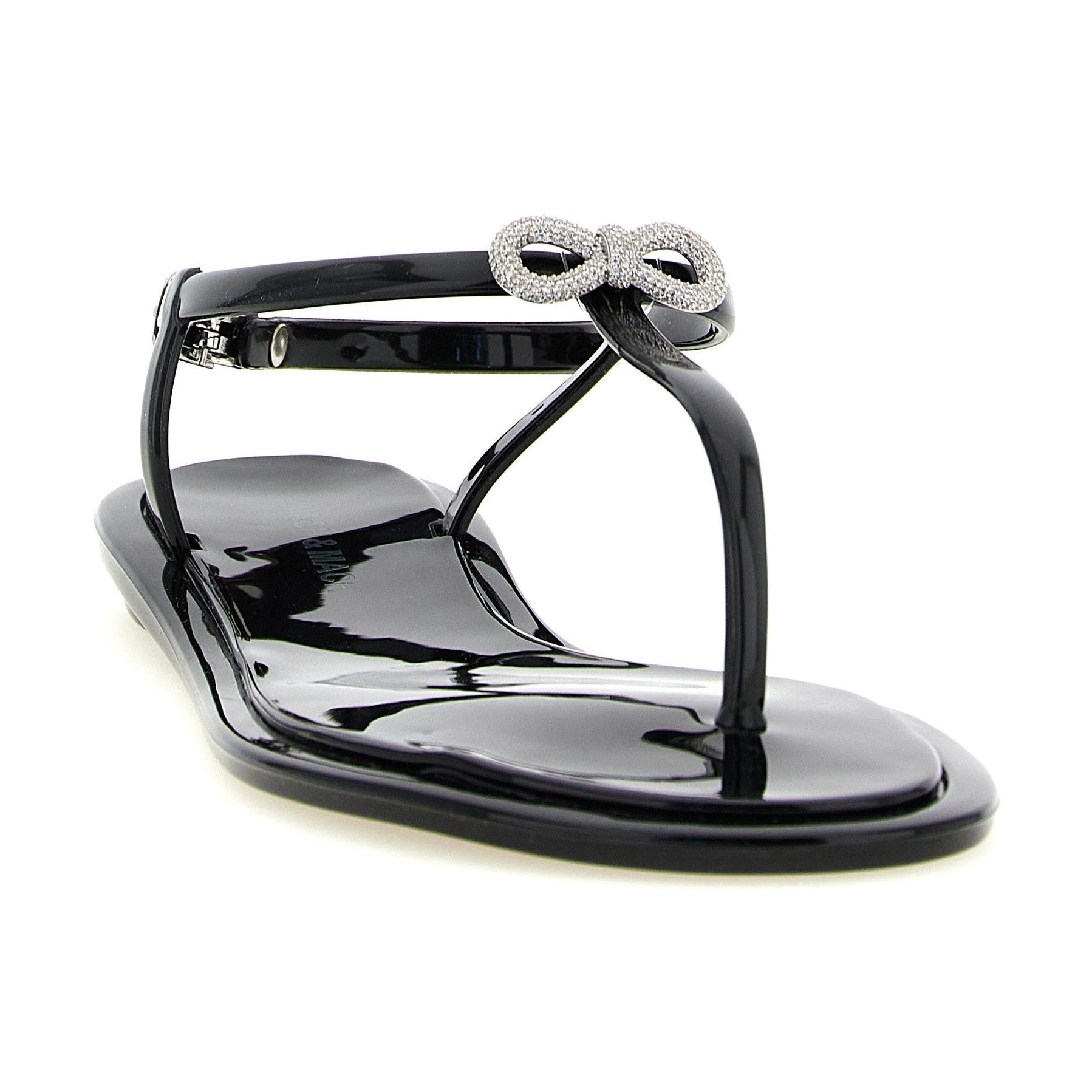 MACH & MACH Black Pvc Flat Sandals