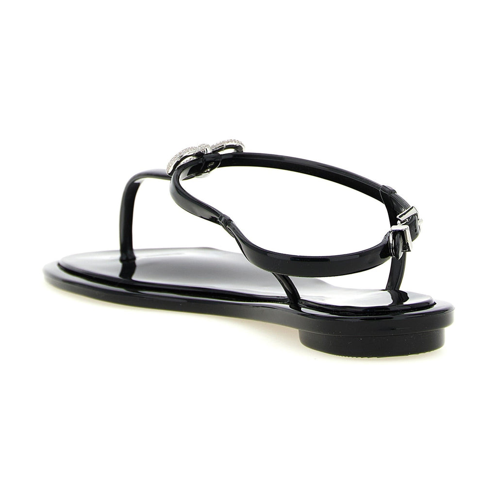 MACH & MACH Black Pvc Flat Sandals