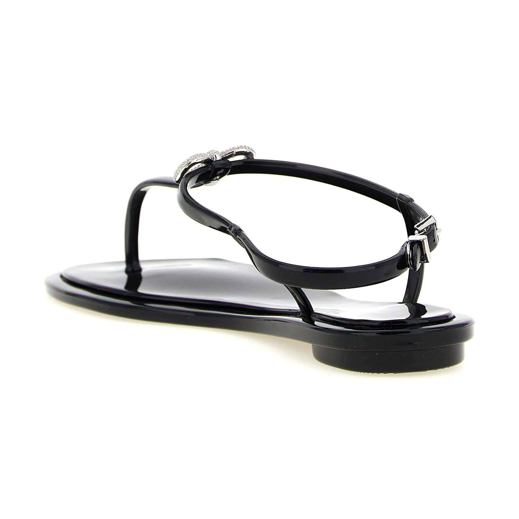 MACH & MACH Black Pvc Flat Sandals