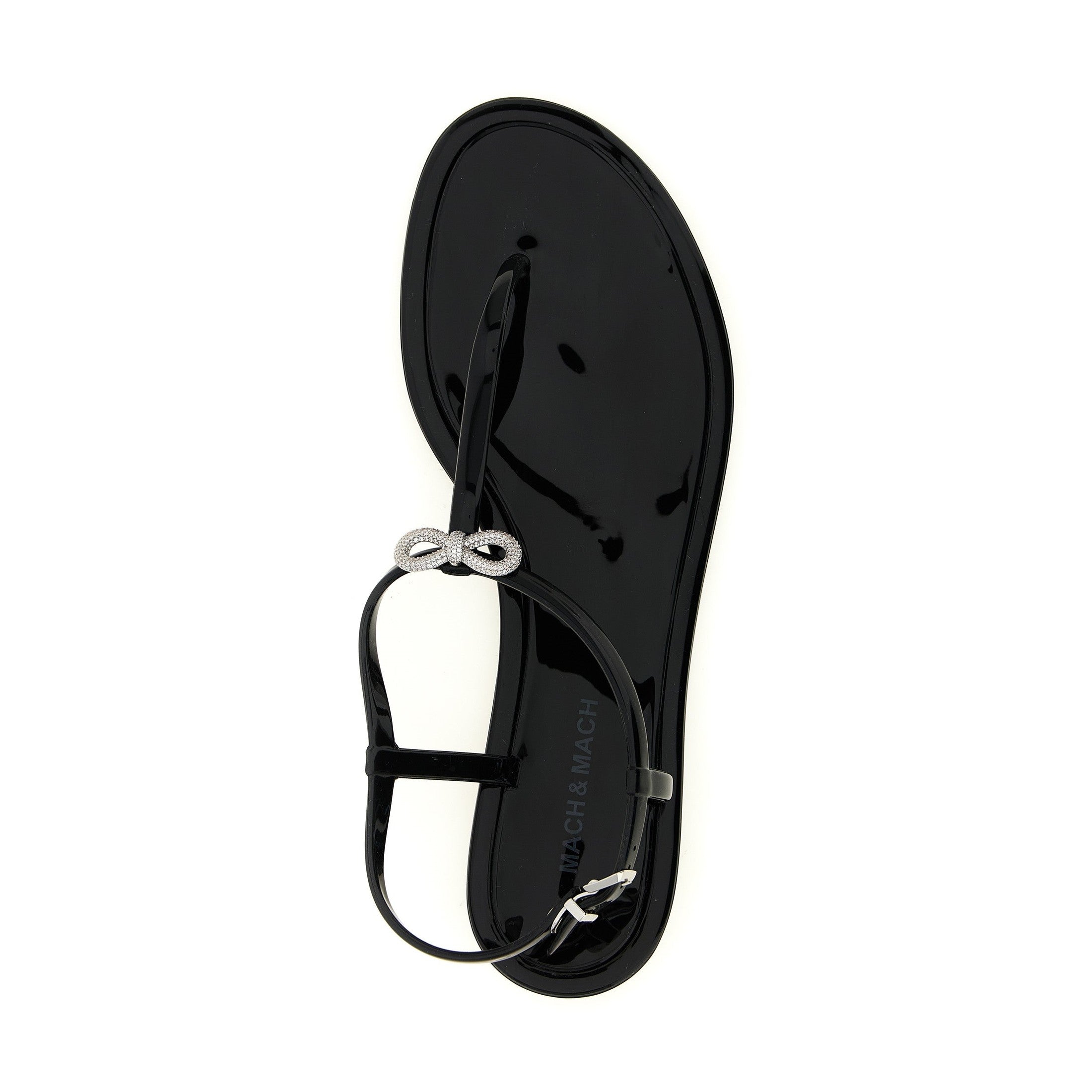 MACH & MACH Black Pvc Flat Sandals