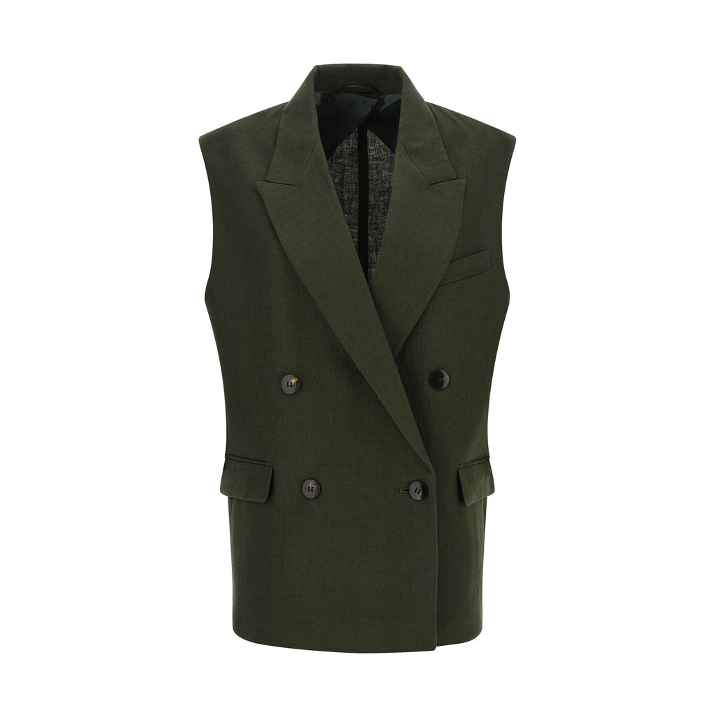 Max Mara Bicolor Linen Sleeveless Jacket